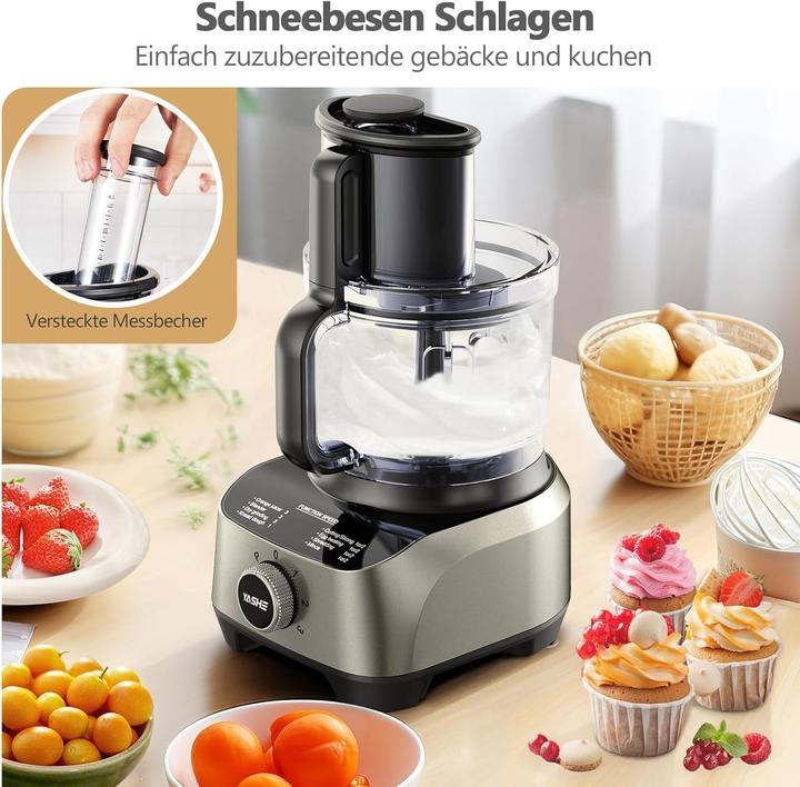 Produktbild Yashe Multifunktionale Küchenmaschine mit Mixer, Zerkleinerer, Entsafter und Teigkneter (1300 W, 2.50 l)