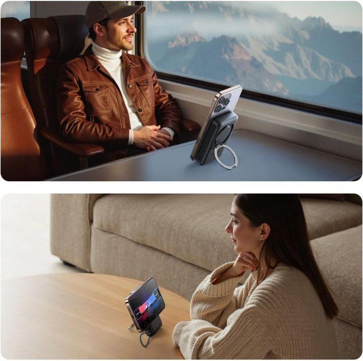 Produktbild Joyroom 22.5W MagSafe Wireless Power Bank 10000mAh with ring stand - Black (10000 mAh, 22.50 W, 38.50 Wh)