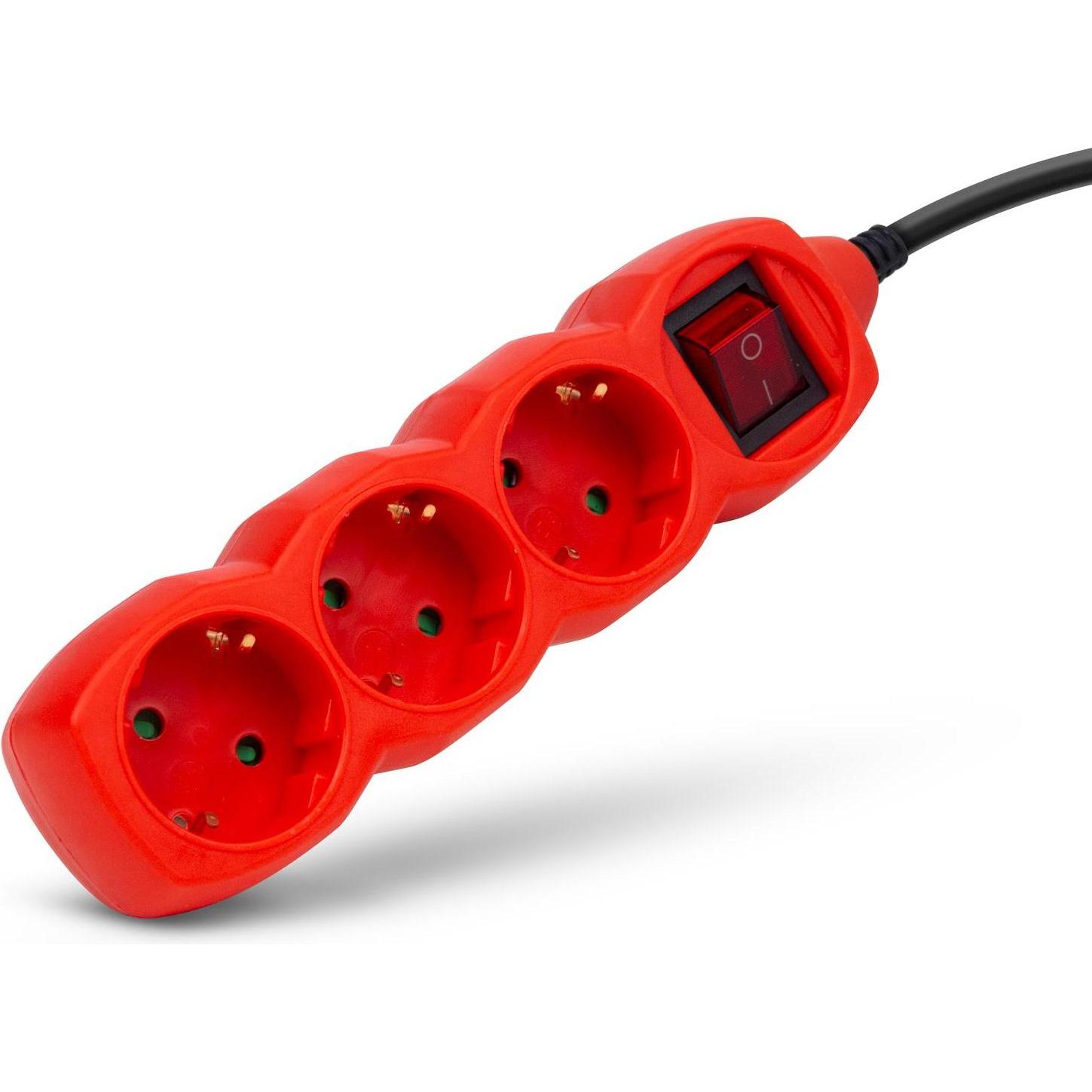 Entac, Ciabatta multipresa, Steckdosenleiste 3fach 1,5m Schalter rot (3x, CEE 7/3, 1.50 m)