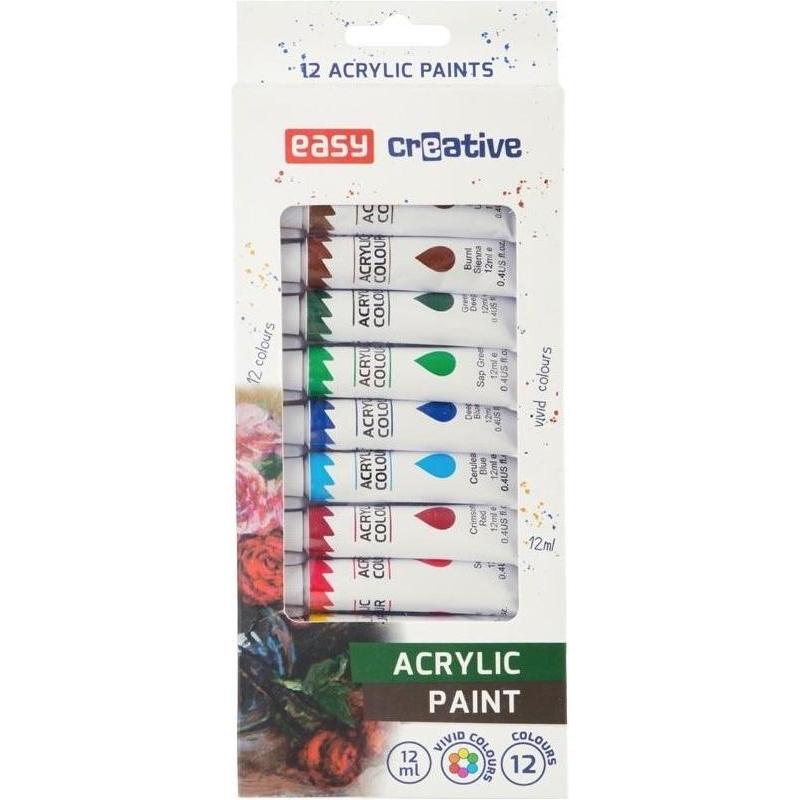 Easy Acrylfarbe 12 Farben (12 ml) (368368)