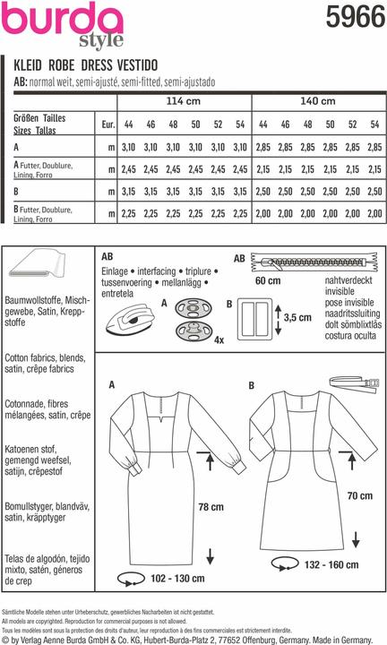 Actual product image Pattern dress - square neckline with dividing seams