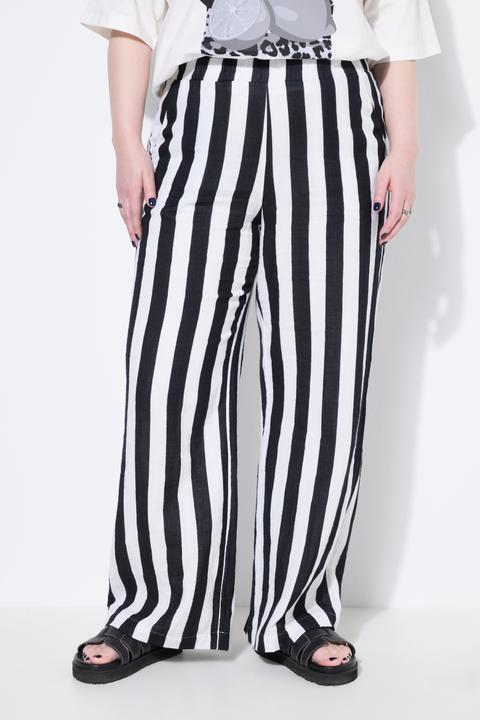 Produktbild Studio Untold Musselin-Hose, Wide Legs, Streifen, Elastikbund (42)
