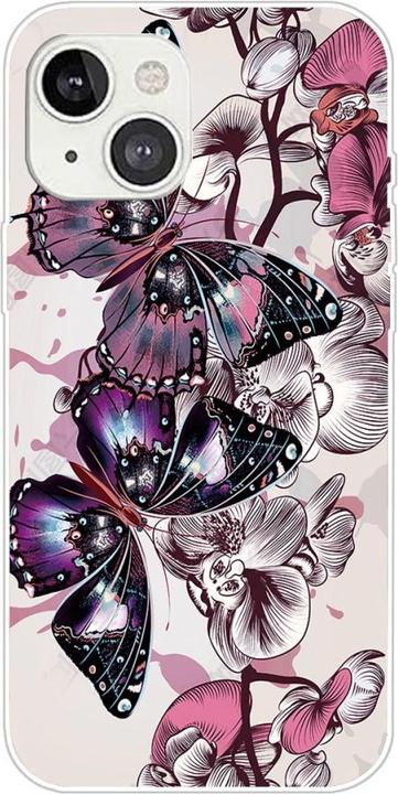 Actual product image Ueli Express iPhone 13 Super Slim rubber protective case pink butterfly (Apple iPhone 13)