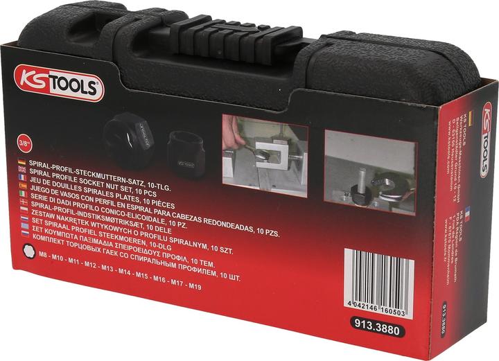 Actual product image KS Tools Spiral profile socket nutn set, 10 pcs, M8-M19
