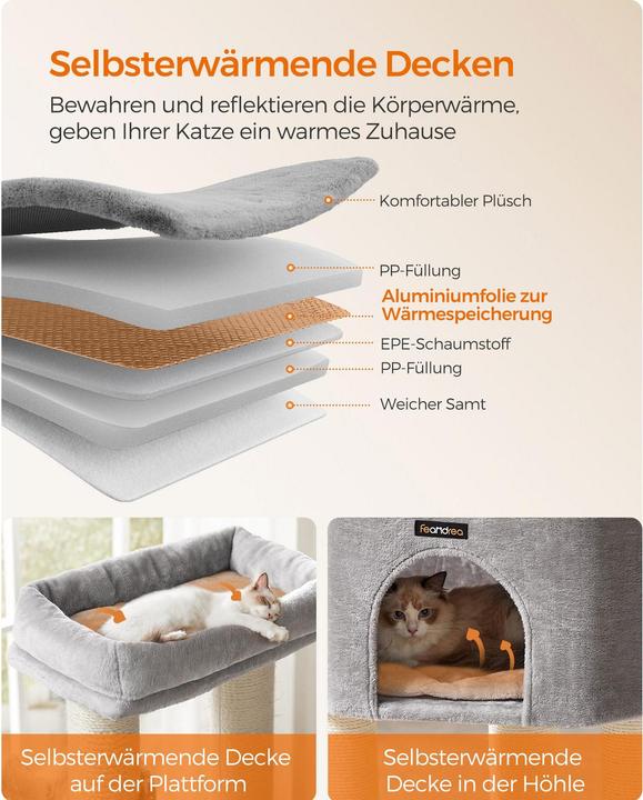 Image du produit Feandrea Arbre à chat (160 cm, Gris)