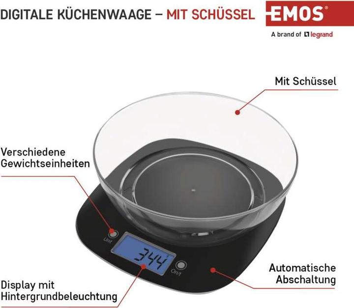 Produktbild Emos Digitale Küchenwaage EV025 schwarz