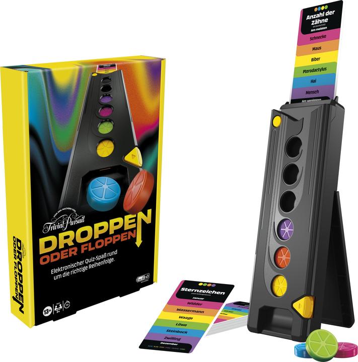 Produktbild Hasbro Droppen oder Floppen, elektronisches Partyspiel von den Machern von Trivial Pursuit (Deutsch, 2 - 5 Spieler)