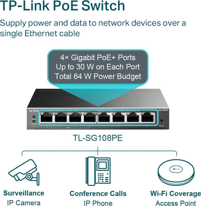 Productafbeelding TP-Link Tl-Sg108pe (8 ports)