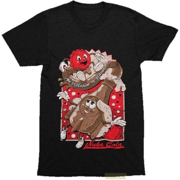 Devplus Unisex Blu Maglietta, Fallout T-Shirt Nuka Cola Vintage Ad Grösse L, (L)
