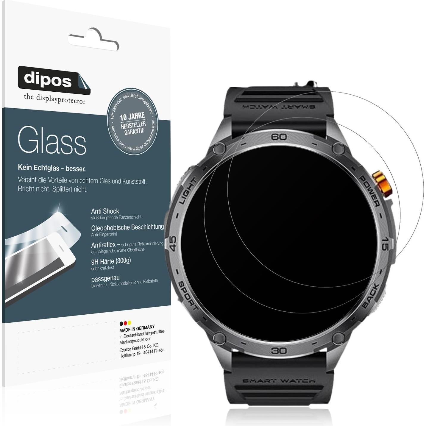Dipos Anti-Shock Displayschutz Matt 9H, Smartwatch Schutzfolie, Transparent