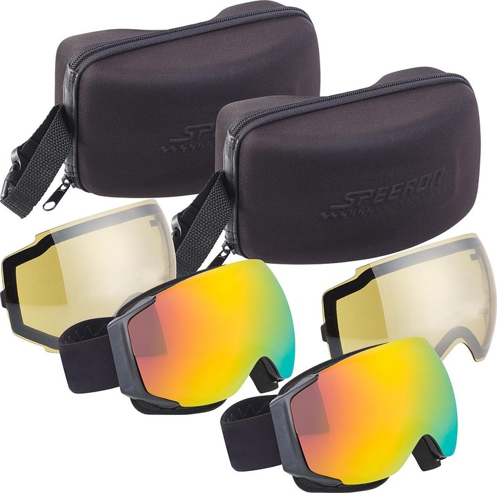 Produktbild Speeron 2er-Set Ski-&Snowboard-Brillen mit Panorama-Sicht & kratzfestem Revo-Glas