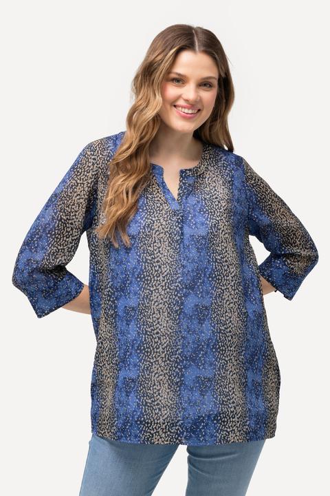 Produktbild Ulla Popken Bluse, Punkte-Streifen, A-Linie, Tunika-Ausschnitt, 3/4-Arm (46, 48)
