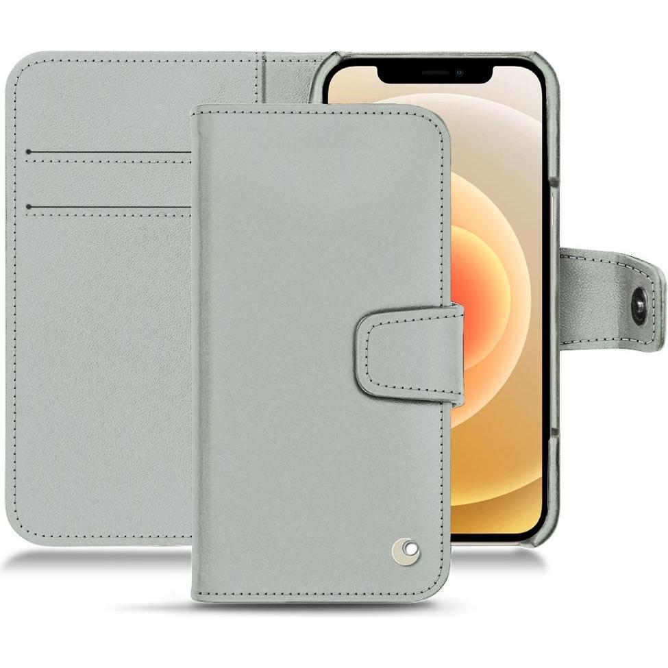 Noreve Lederschutzhülle Wallet (Apple iPhone 12), Smartphone Hülle, Grau