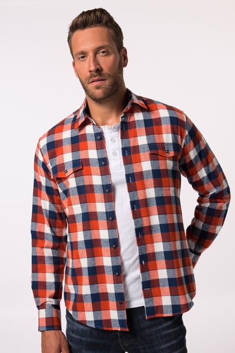 Produktbild JP1880 JP 1880 Karo-Flanellhemd, Langarm, Kentkragen, Modern Fit (7XL)