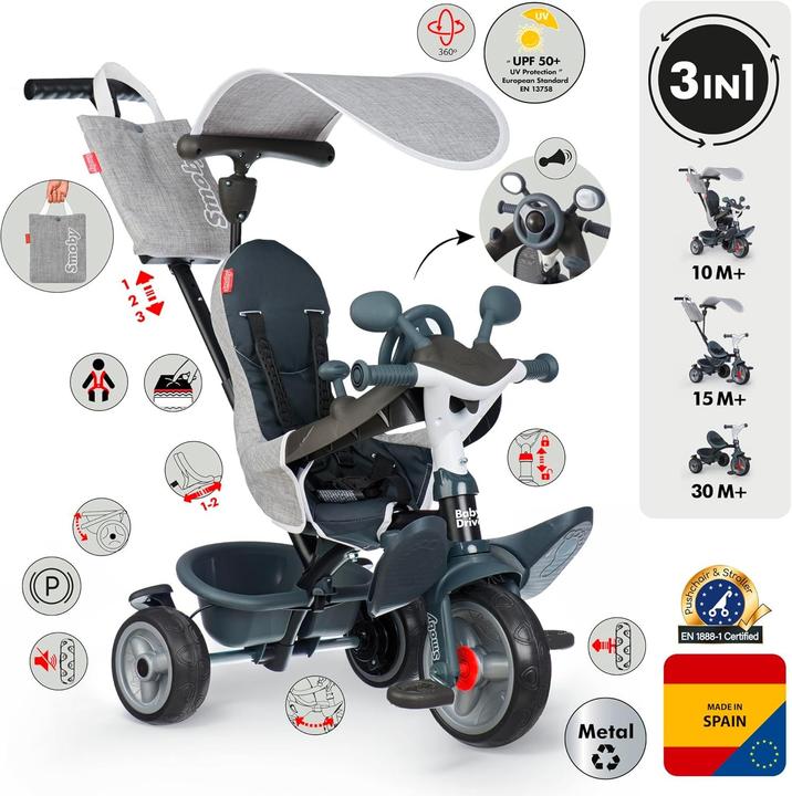 Image du produit Smoby Baby Driver Tricycle Grey