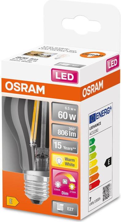 Actual product image Osram Led Classic A Glow (E27, 6.50 W, 806 lm, 1 x, E)