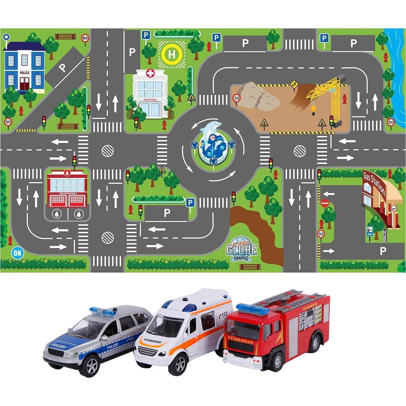 Van Manen Veenendaal, Spielteppich + Spielmatte, Kids Globe Spielteppich mit Autos Set (leuchtende Ampeln, Kinder-Teppic...