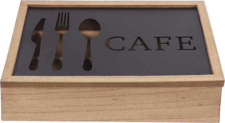 DKD Home Decor Besteckkasten Braun Schwarz Metall Aluminium Holz MDF Vintage 25 x 18 x 6 cm