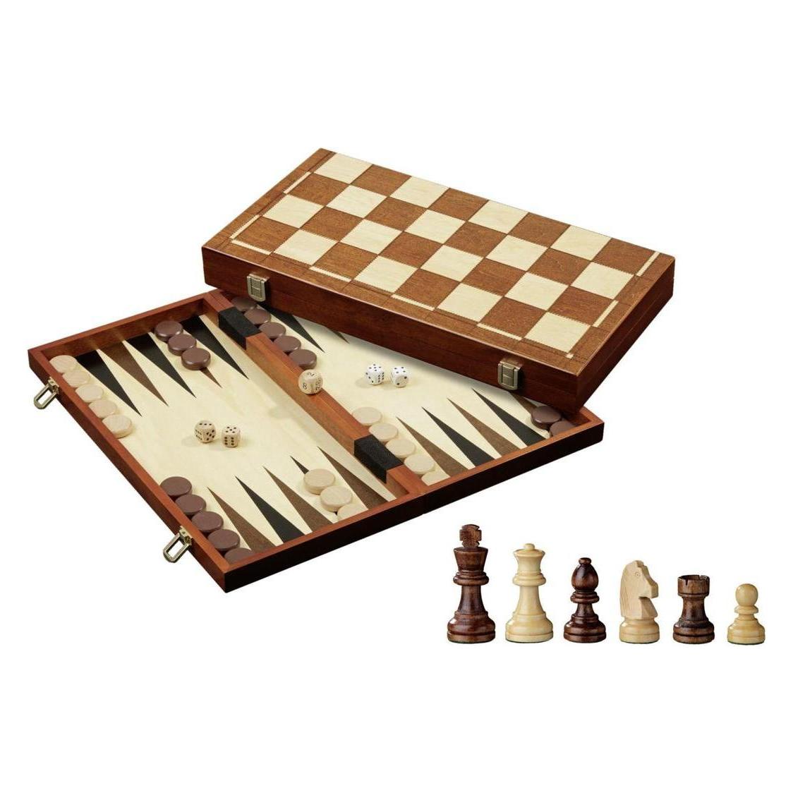 Philos Schaken Backgammon Dammen Set Doos
