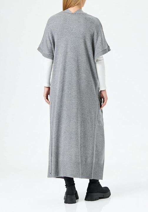Produktbild True Religion Damen Lang Stehkragenloser Strickweste Grau Melange (XS)