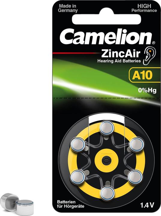 Produktbild Camelion Hörgeräte Batterie Zink-Luft Zelle A10 0% Mercury/Hg Gelb (6 St.) (6 Stk., A10, 280 mAh)