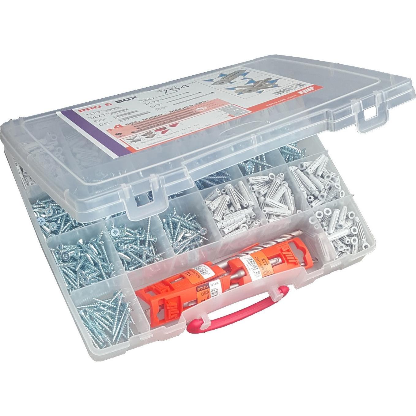 Spit, Tassello, Befestigung 568635 754-teilige PRO 6 Box-Dübel mit Schrauben und Bohrern (754 pz.)