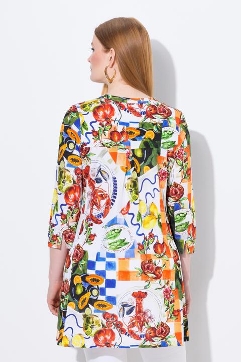 Produktbild Ulla Popken Slinky-Bluse, Food-Design, A-Linie, Stehkragen, 3/4-Arm (46, 48)