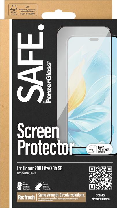 Produktbild PanzerGlass SAFE. by ® Displayschutz Honor 200 Lite 5G | X8b | Ultra-Wide Fit (1 Stk., Honor 200 Lite, Honor X8b)