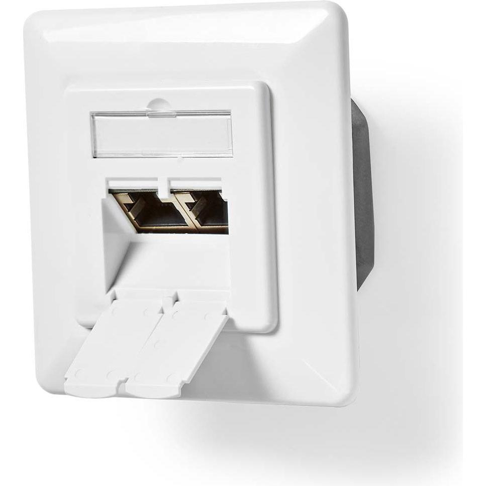 Nedis, Steckdose, Netzwerk-Wanddose - Unterputz - 2-Port Port(s) - CAT6 - Gerade - Buchse - Vergoldet - PVC - We