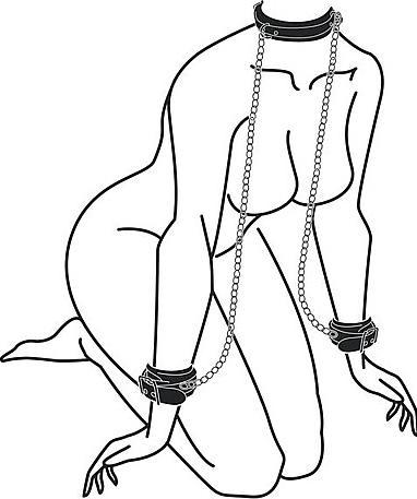 Produktbild Ouch! Bonded Leather Collar With Hand Cuffs - With Adjustable Straps and chain