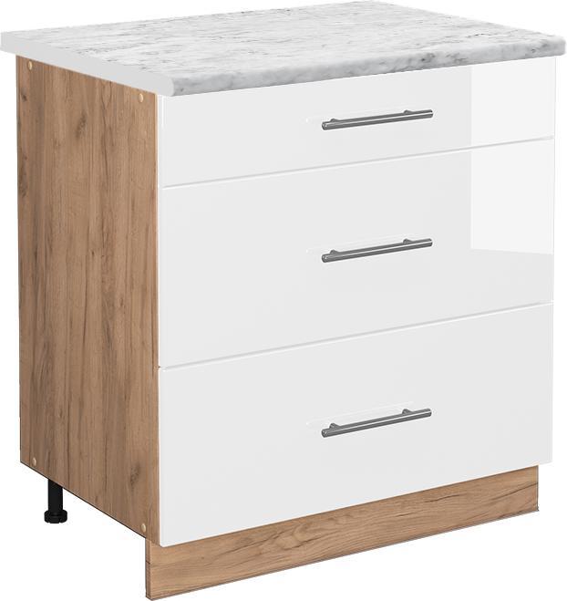 Goldkraft Eiche, Marble-Weiss, Weiss, Weiss Hochglanz