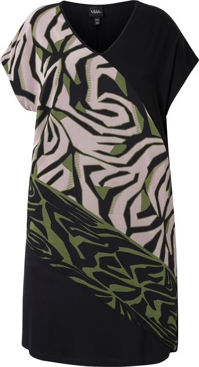 Image du produit Ulla Popken Robe en jersey, voile en mousseline, décolleté en V et manches courtes (62)