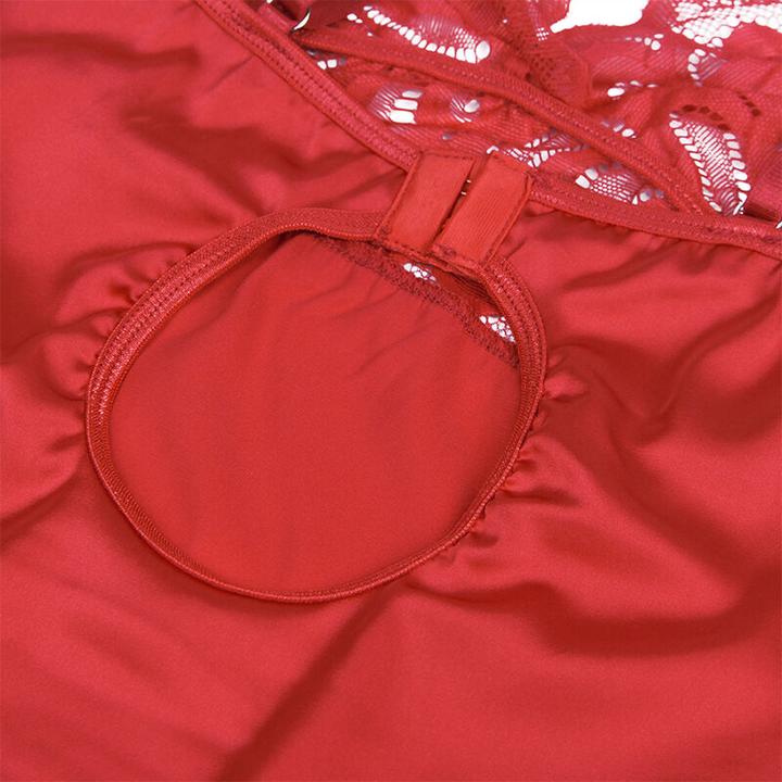 Productafbeelding Subblime Satijnen Babydoll Met Kant Rood S/M (S, M)