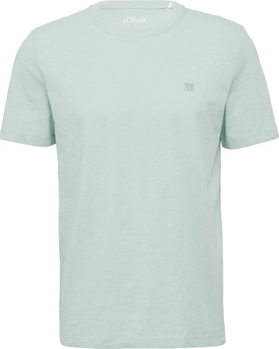 S.Oliver T-Shirt T-Shirt mit Flammgarnstruktur und Logo-Print (3XL)