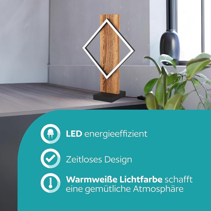 Actual product image EGLO Boyal LED Table Lamp with Wooden Beams (1750 lm)