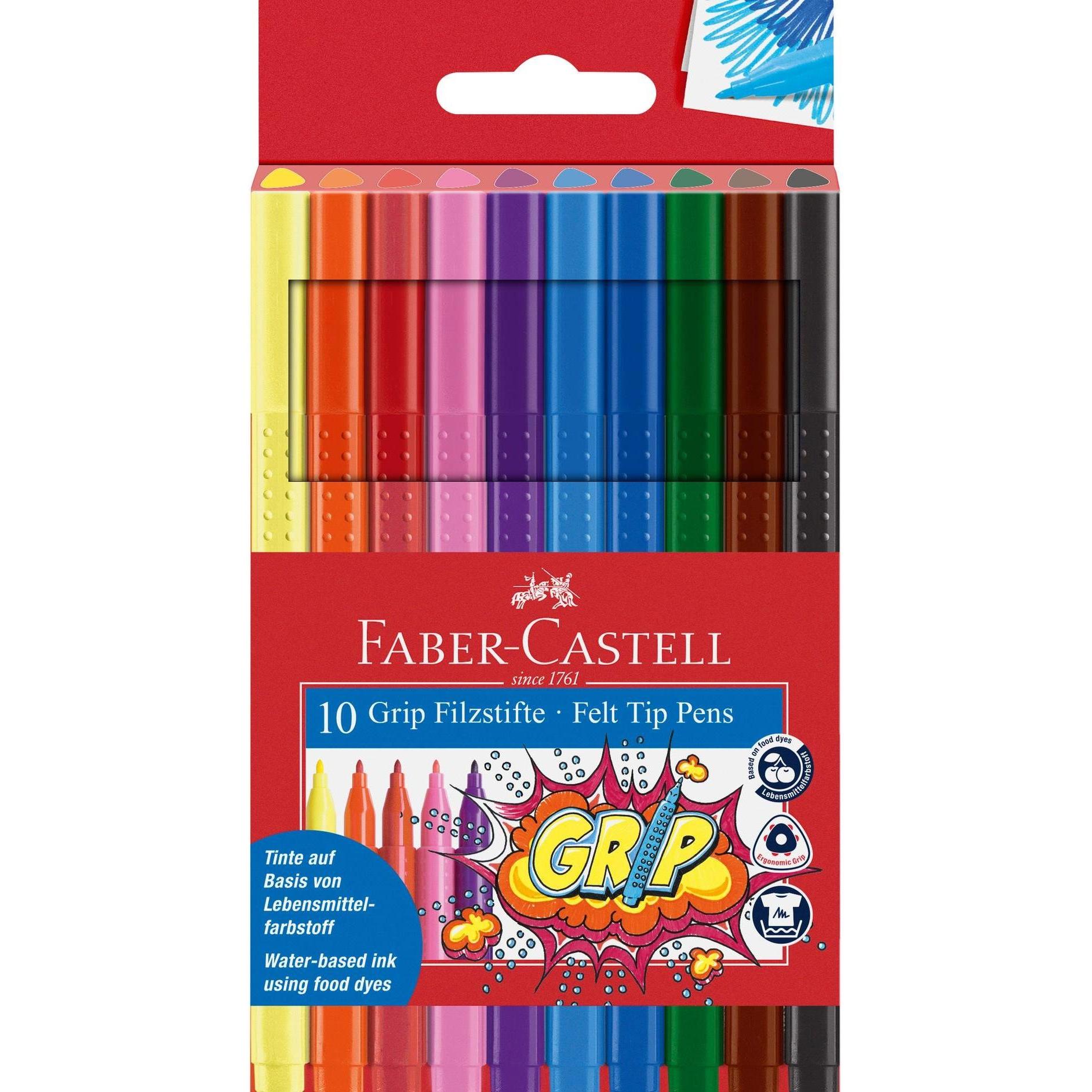 Faber-Castell, Malstifte, Fasermaler Grip Colour (Mehrfarbig, 10 x)