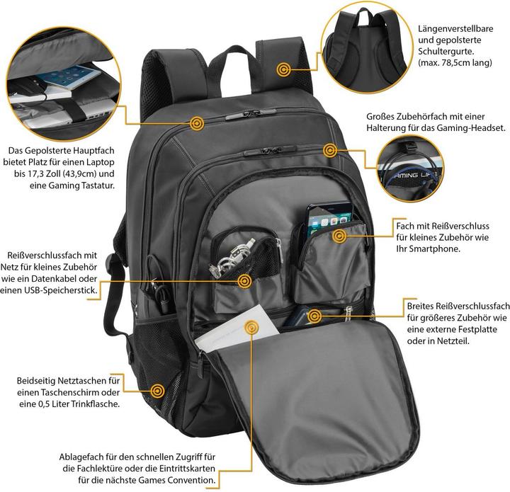 Actual product image Pedea Backpack "First One" 17.3" (43.9cm), black/grey
