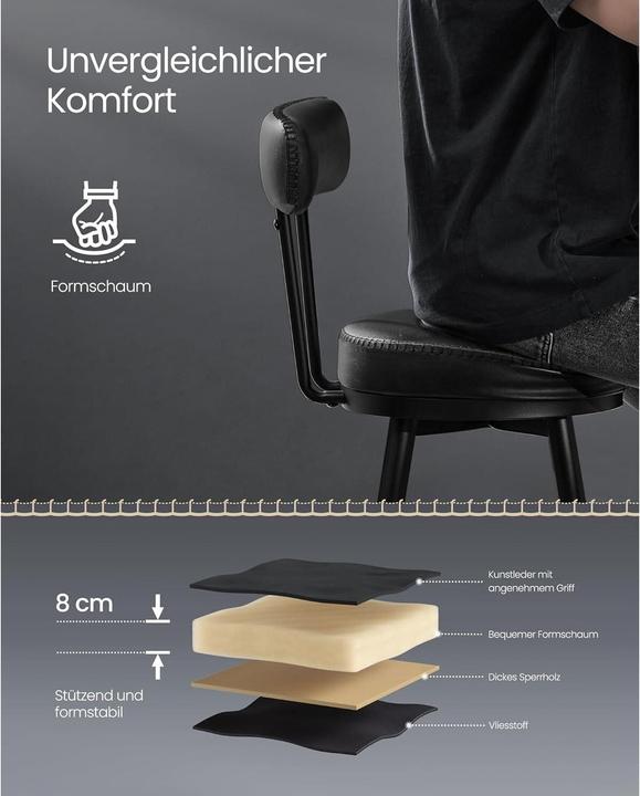 Actual product image Vasagle Barhocker 2er Set 54 x 90.5 cm, Schwarz