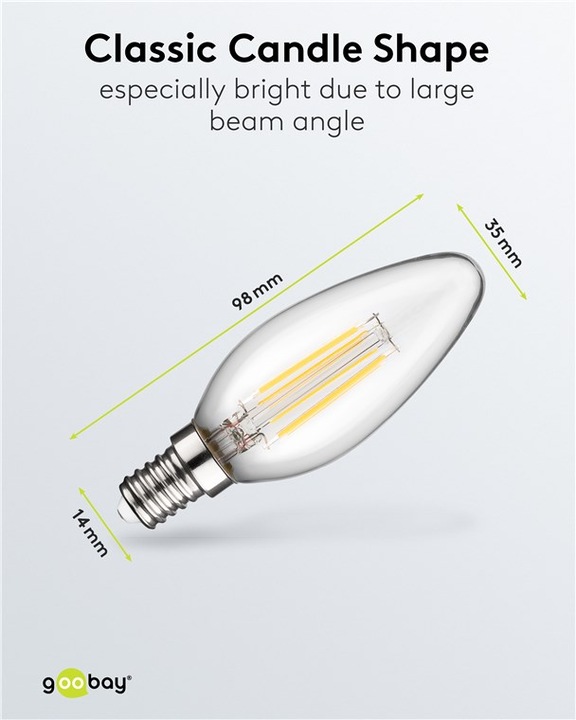 Immagine prodotto Goobay Candela LED a filamento, 6 W (E14, 6 W, 1055 lm, 1 x, C)