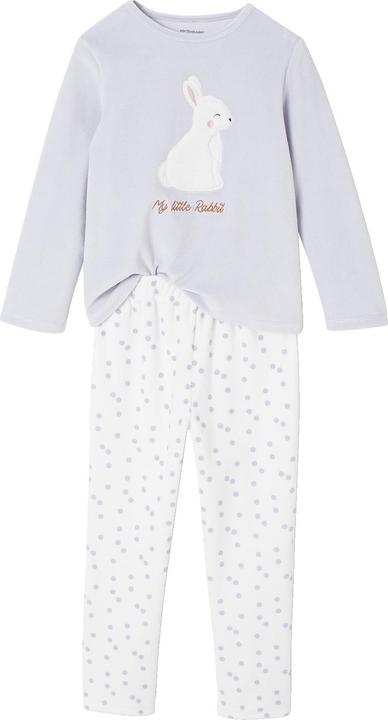 Actual product image Vertbaudet Samt-Schlafanzug mit Hasen-Applikation Mädchen, Recycling-Polyester (86)
