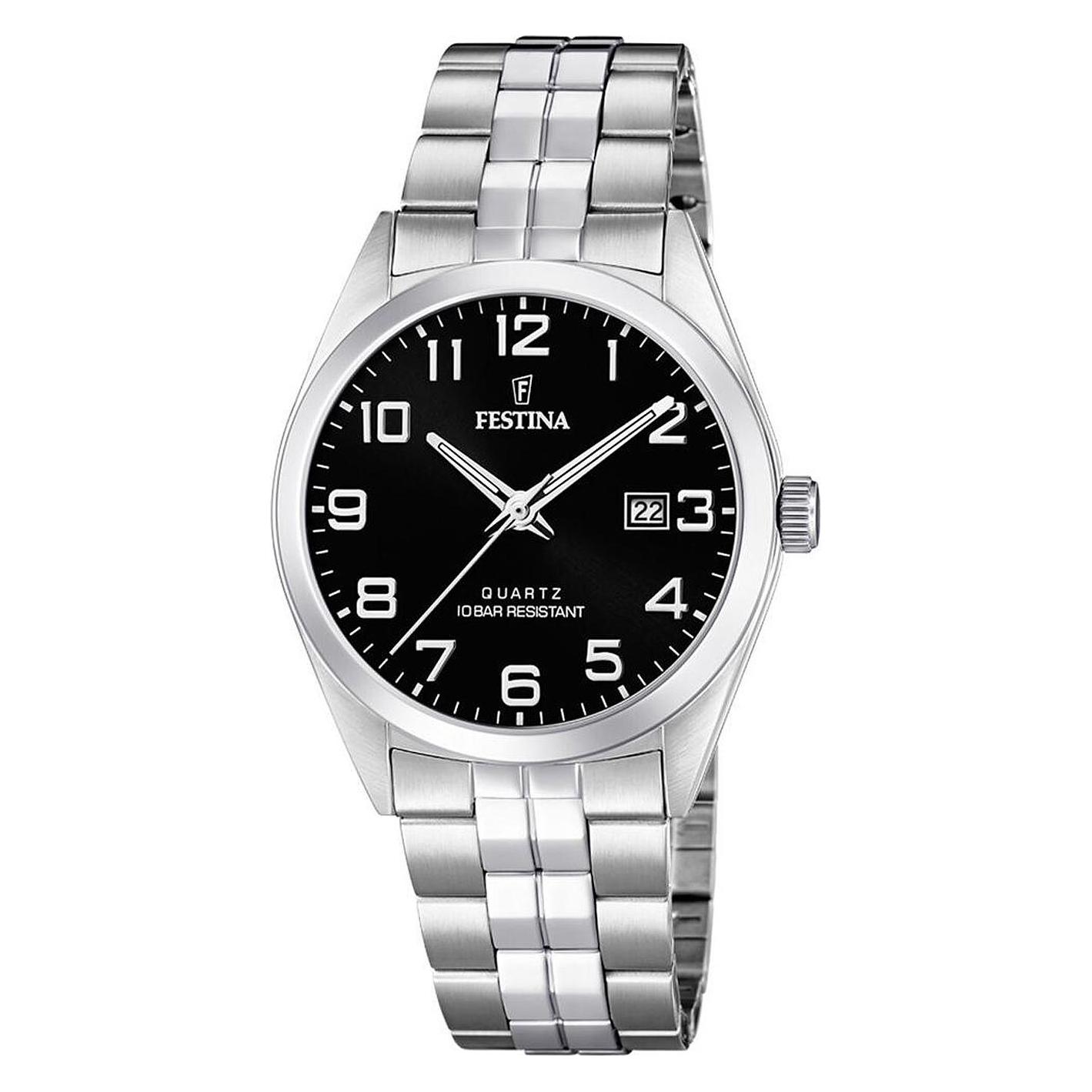 Festina, Horloge, Klassiek, Zilver, Zwart, (Analoog Horloge, 40 mm)