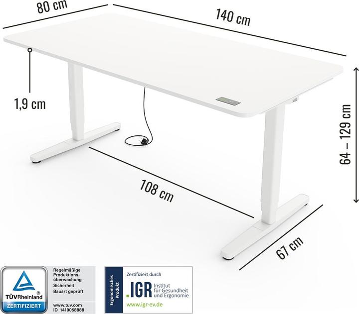 Image du produit Yaasa Desk Pro (140 x 80 cm)