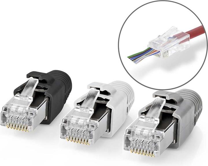 Immagine prodotto Nedis Spina RJ45 | RJ45 passante | FTP CAT7 fisso/incagliato | Dritto | Placcato oro | 10 pezzi (FTP, CAT7)