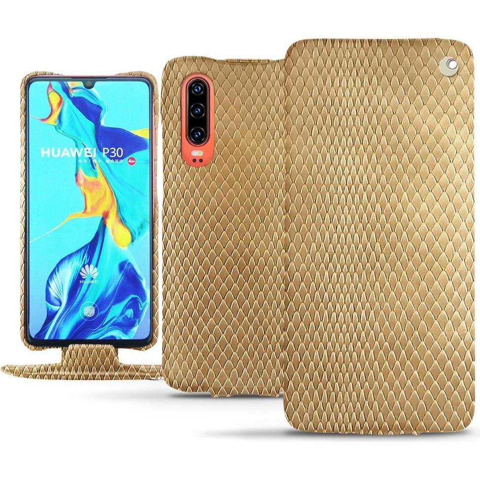 Noreve Lederschutzhülle vertikal (Huawei P30), Smartphone Hülle, Beige