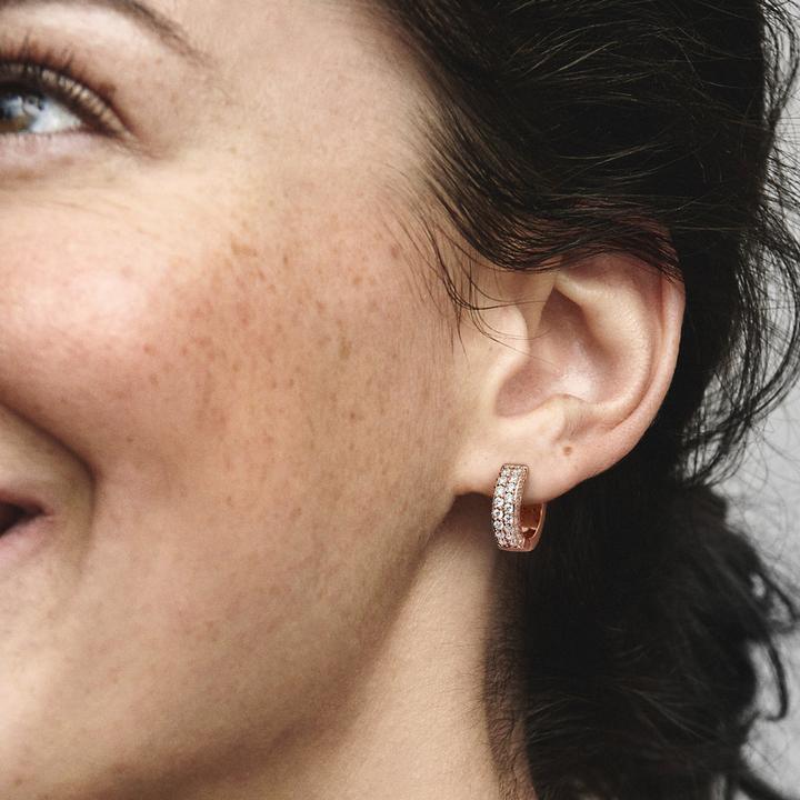 Actual product image Pandora Timeless Double Row Pavé Earrings - 282622C01 (Metal, rose gold-plated)