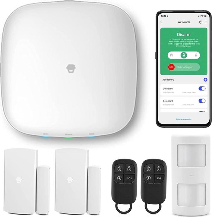 Image du produit Chuango Système d'alarme sans fil 4G et WiFi avec capteurs portes/fenêtres et télécommande