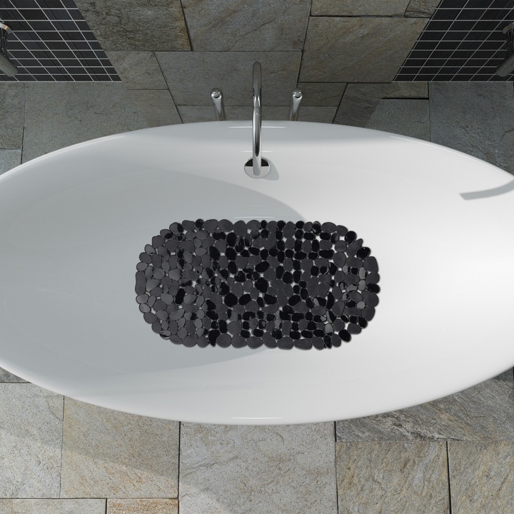 Actual product image Relaxdays Anti-Slip Bath Mat, Stone-look (36 x 68 x 0.5 cm)