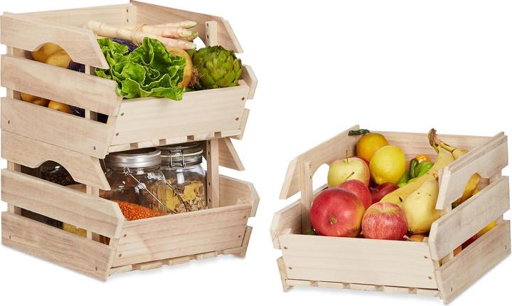 Actual product image Relaxdays Wooden stacking boxes (27.5 x 38 x 20 cm)