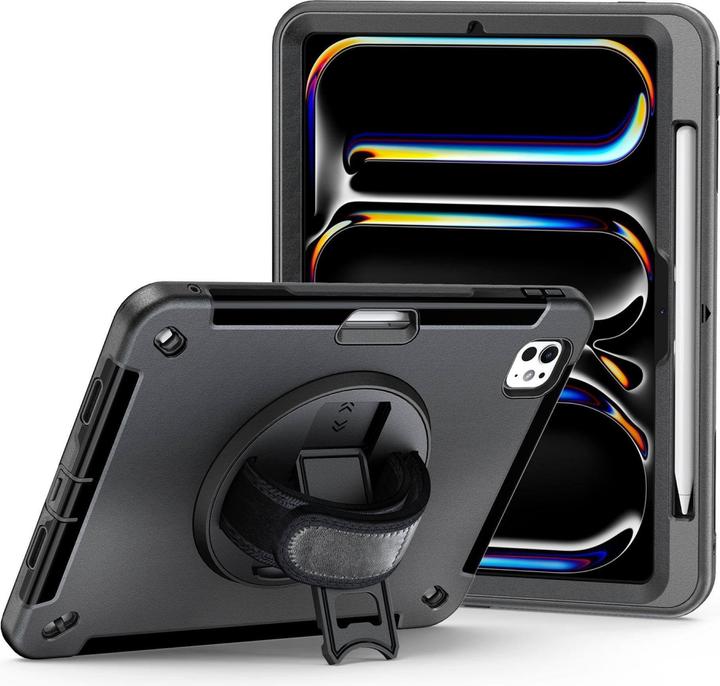 JT Berlin Rugged Kickstand & Handstrap Case| Apple iPad Pro 11 2024| black| bulk| (30017) (Apple iPad Pro 11 2024, Apple iPad Pro 11 2025)