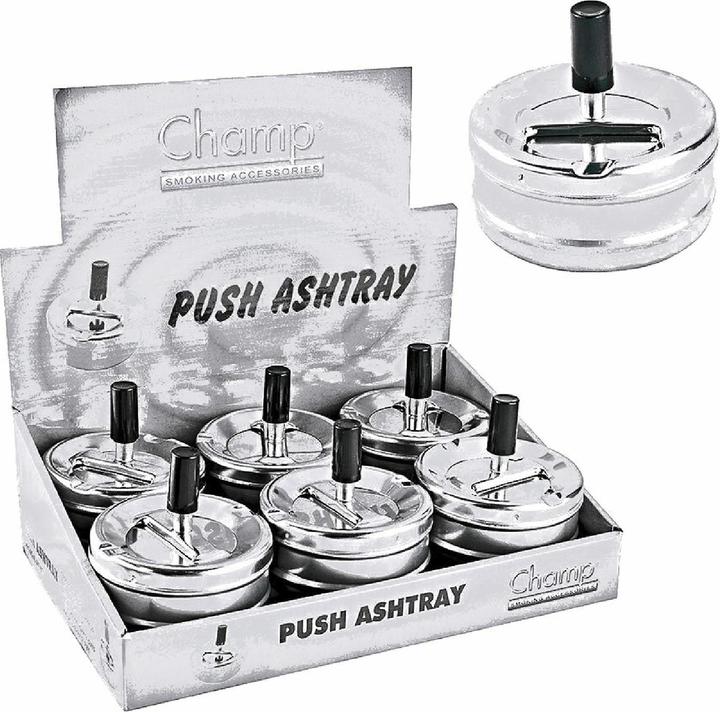 Actual product image Champ Push metal ashtray 9 cm